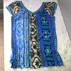 Boho Design Top / INC International Concepts Blue & Black Top